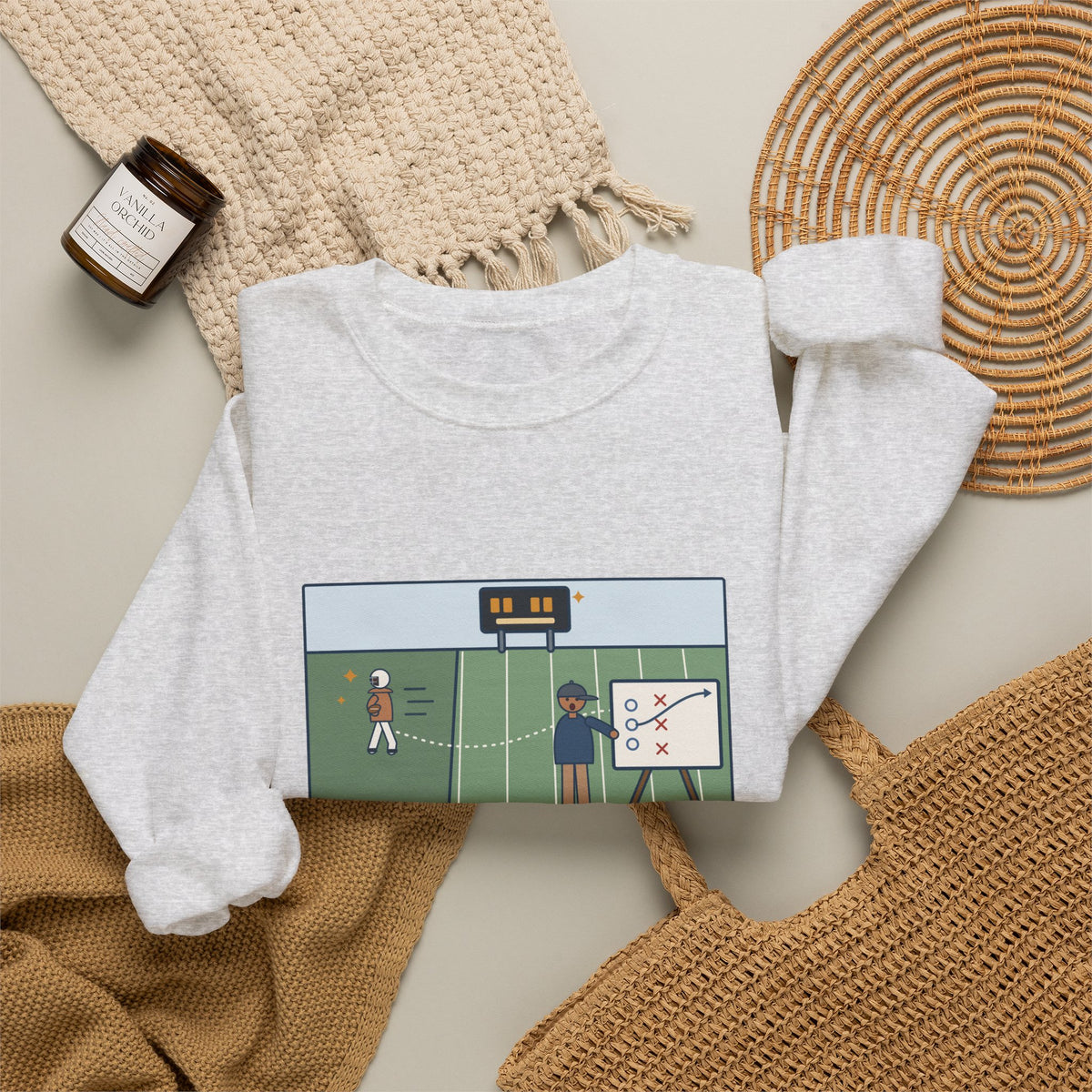 Football Coach Sweatshirt, Drew Up the Play, The Quarterback Ran It Backward and Scored, Funny Sideline Board Crewneck
