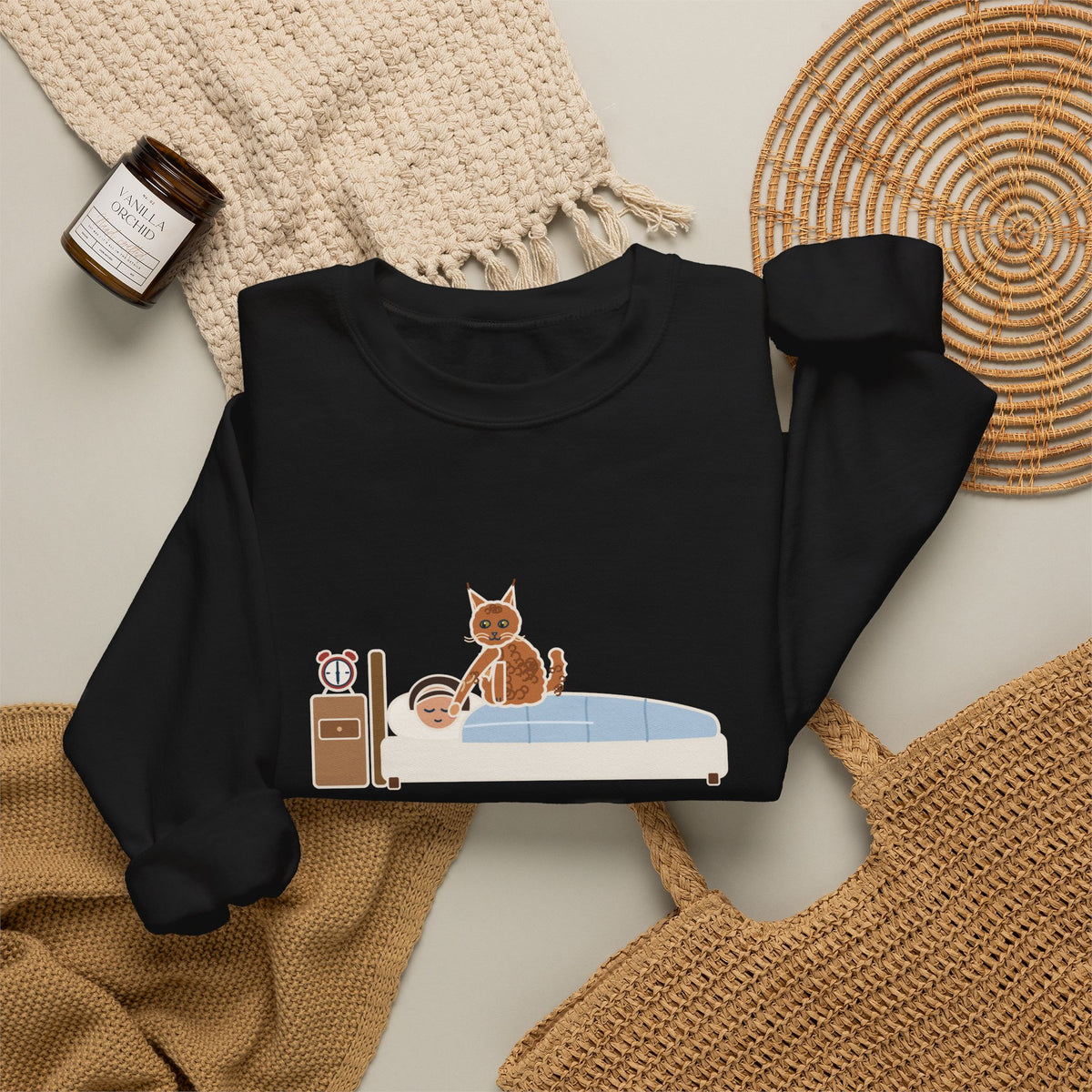 LaPerm Cat Crewneck Sweatshirt - Pats My Cheek With One Paw at Six A.M. Cat Owner Gift