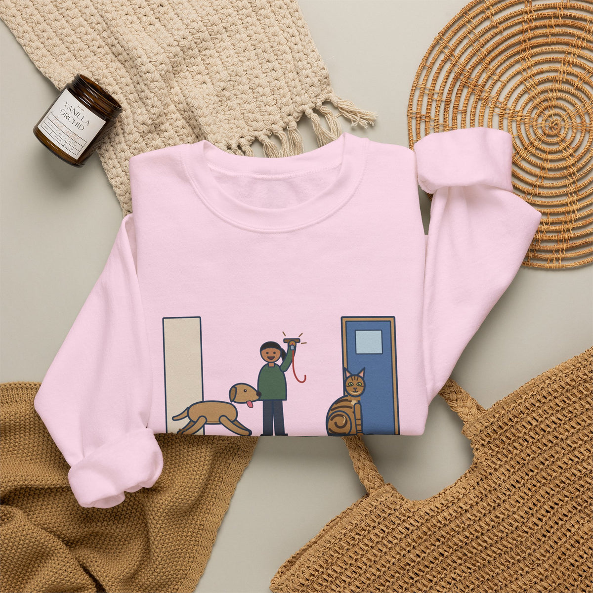 Sokoke Cat Crewneck Sweatshirt - First to the Door When the Leash Comes Out