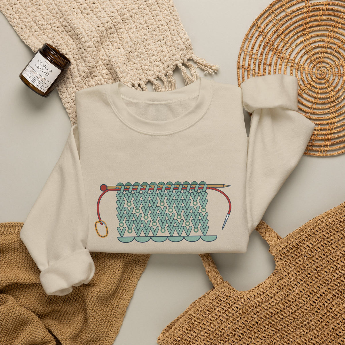 Lace Knitting Crewneck Sweatshirt - Threaded a Lifeline. Now I'm Brave.