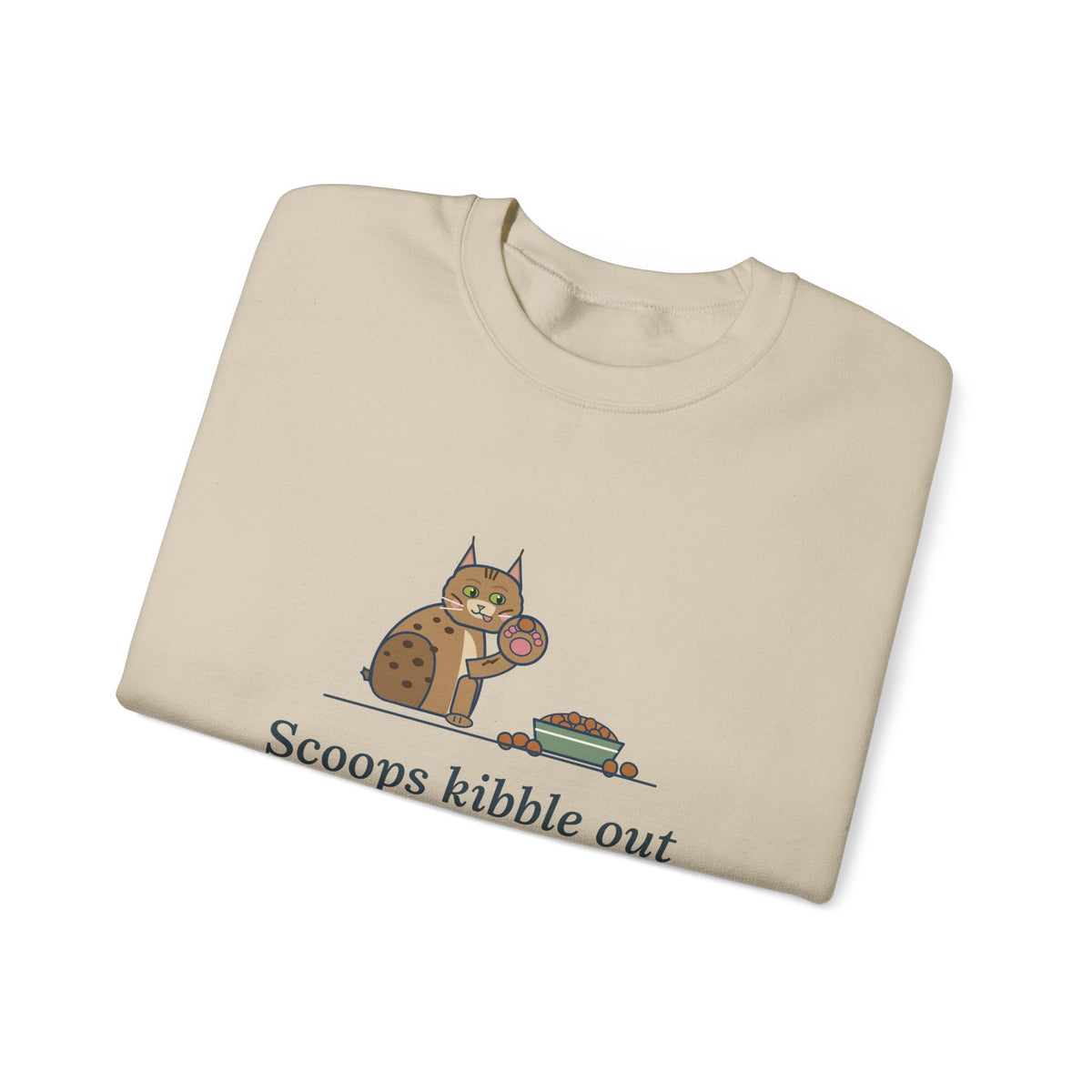 Pixiebob Cat Crewneck Sweatshirt - Kibble Scooped With Her Mitten Paw