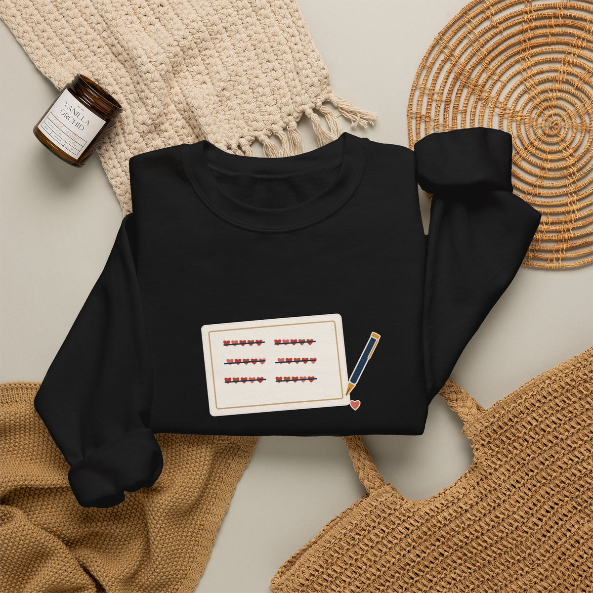 How Do I Love Thee Sweatshirt, Love Browning Quote Crewneck with Tally of Hearts