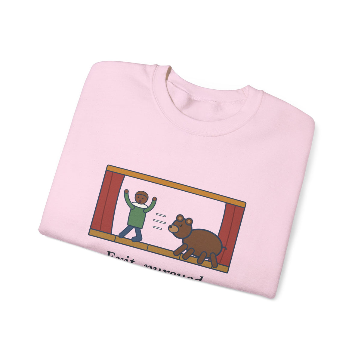 Exit, Pursued by a Bear Sweatshirt, Theatre Shakespeare Quote Crewneck with Stage Chase