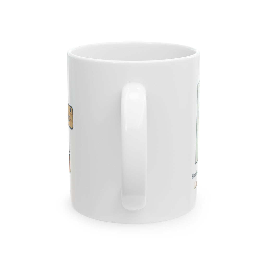 Rock Climbing Coffee Mug - Hangboard in the Kitchen Doorway. Landlord Unaware. Climber Mug