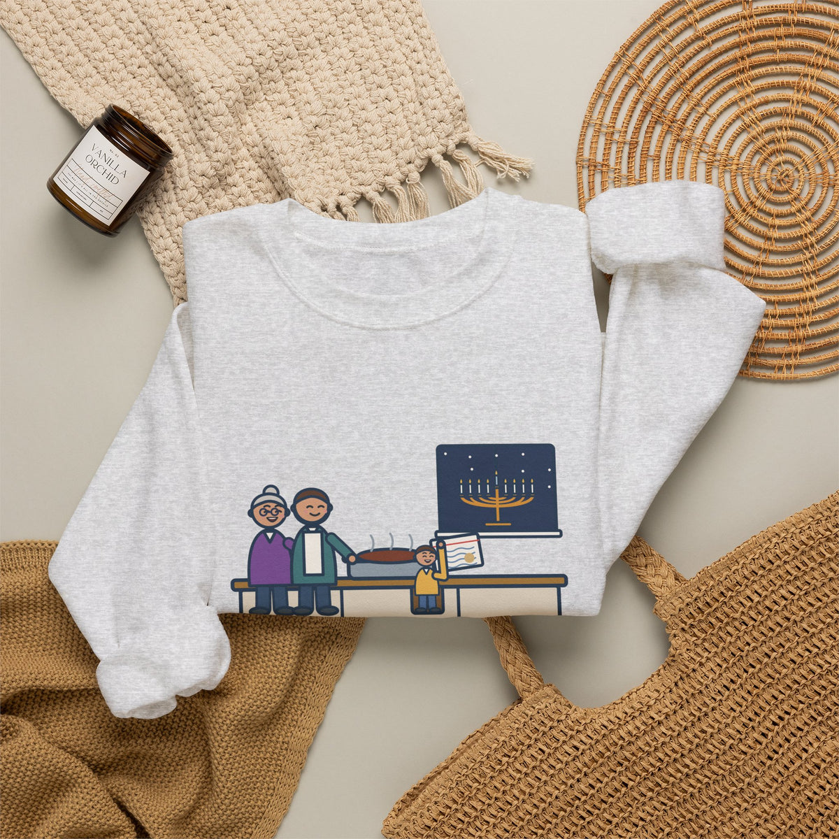 Hanukkah Brisket Sweatshirt, Grandma's Recipe, Three Generations, the Same Index Card, Funny Recipe Card Crewneck