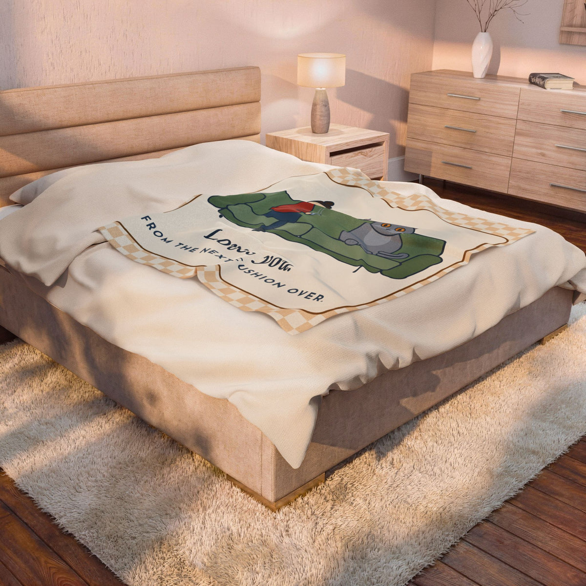 British Shorthair Blanket - Loves You. From the Next Cushion Over. Velveteen Plush Throw