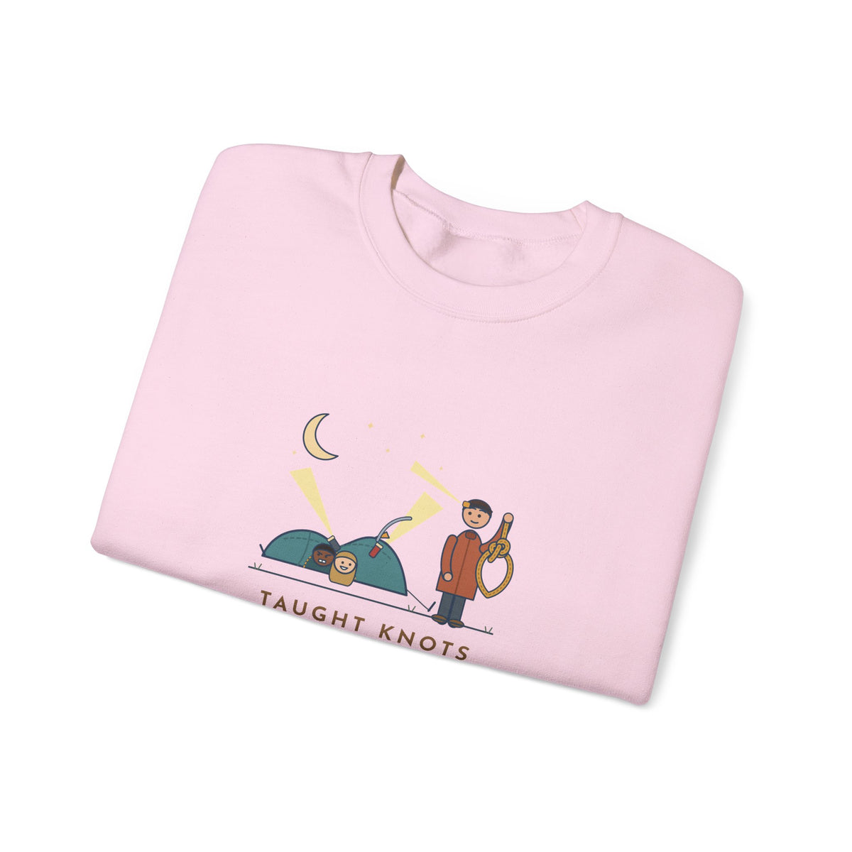Outdoor Education Teacher Crewneck Sweatshirt - Knots for an Hour, Tent Fell at Midnight