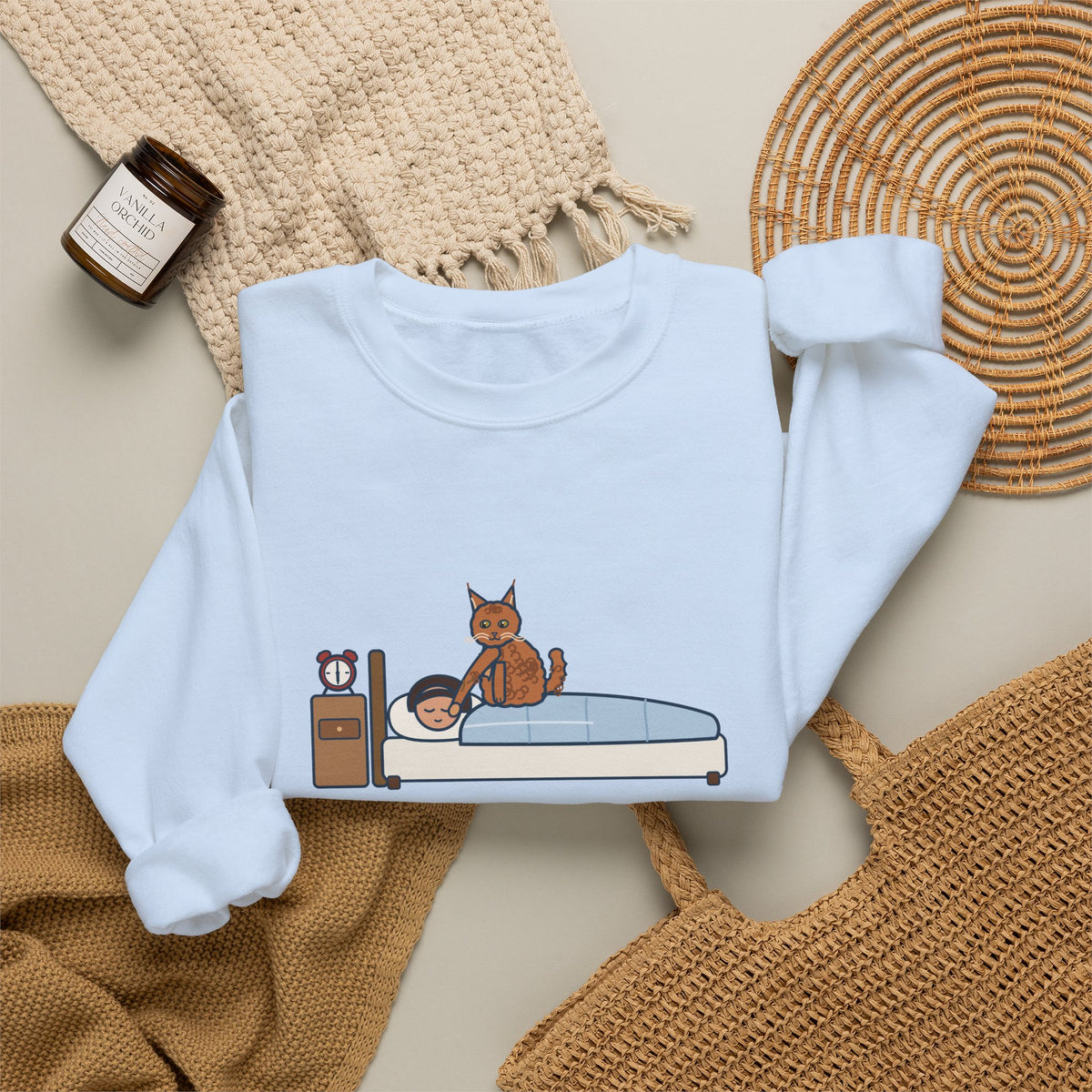 LaPerm Cat Crewneck Sweatshirt - Pats My Cheek With One Paw at Six A.M. Cat Owner Gift