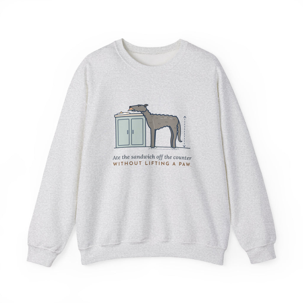 Irish Wolfhound Crewneck Sweatshirt - Sandwich Off the Counter Without Lifting a Paw