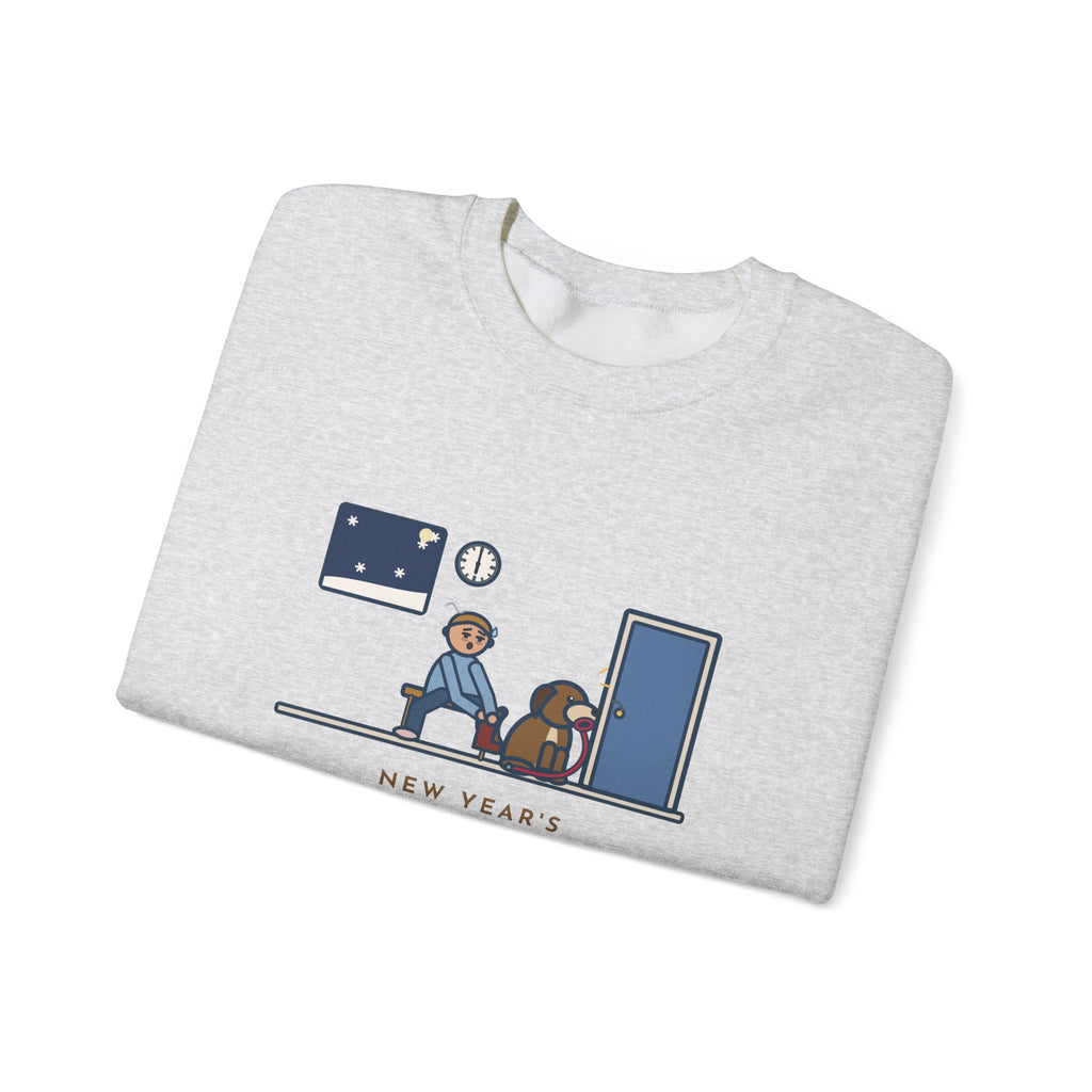 New Year's Resolution Sweatshirt, Walk Every Morning, The Dog Held Me to It at 6 a.m. in the Snow, Funny Front Door Crewneck