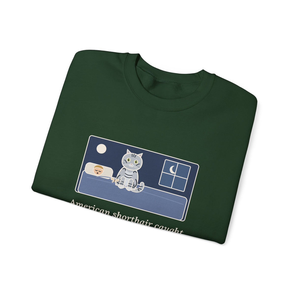 American Shorthair Crewneck Sweatshirt - The 2 a.m. Moth Delivery, Silver Tabby Cat