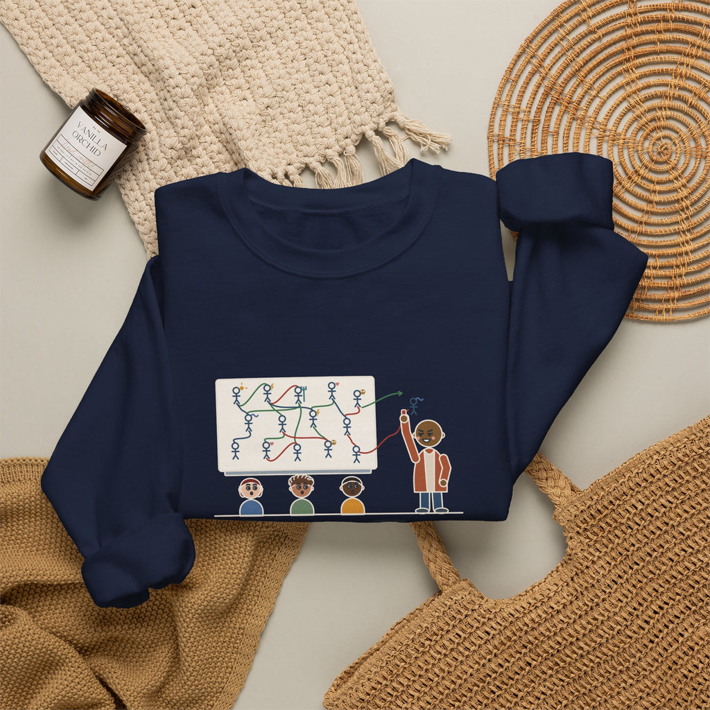 Mythology Teacher Crewneck Sweatshirt - Greek Gods Family Tree Ran Out of Whiteboard