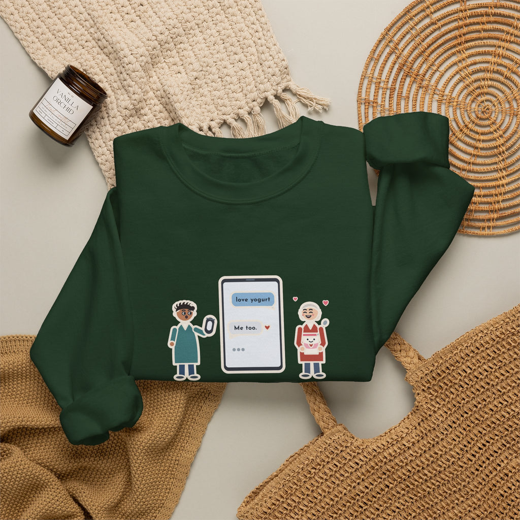 Texting Mom Sweatshirt, Autocorrect Sent Love Yogurt, She Replied Me Too, Funny Yogurt Hug Crewneck