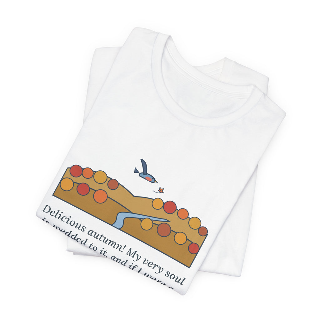 George Eliot Quote T-Shirt, Fly About the Earth Seeking the Successive Autumns, Fall Bird over the Hills Tee