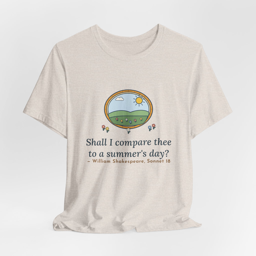 Shakespeare Quote T-Shirt, Shall I Compare Thee to a Summer's Day, Love Framed Meadow Tee