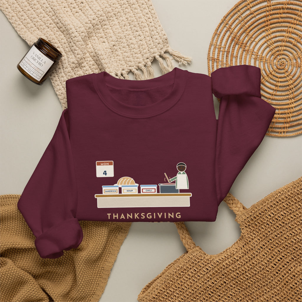 Thanksgiving Leftovers Sweatshirt, Day Four, Sandwich, Then Soup, Now Turkey Chili, Funny Leftover Plan Crewneck