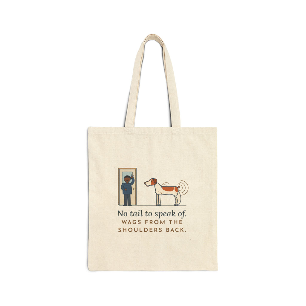 Brittany Dog Tote Bag - No Tail to Speak Of. Wags From the Shoulders Back.