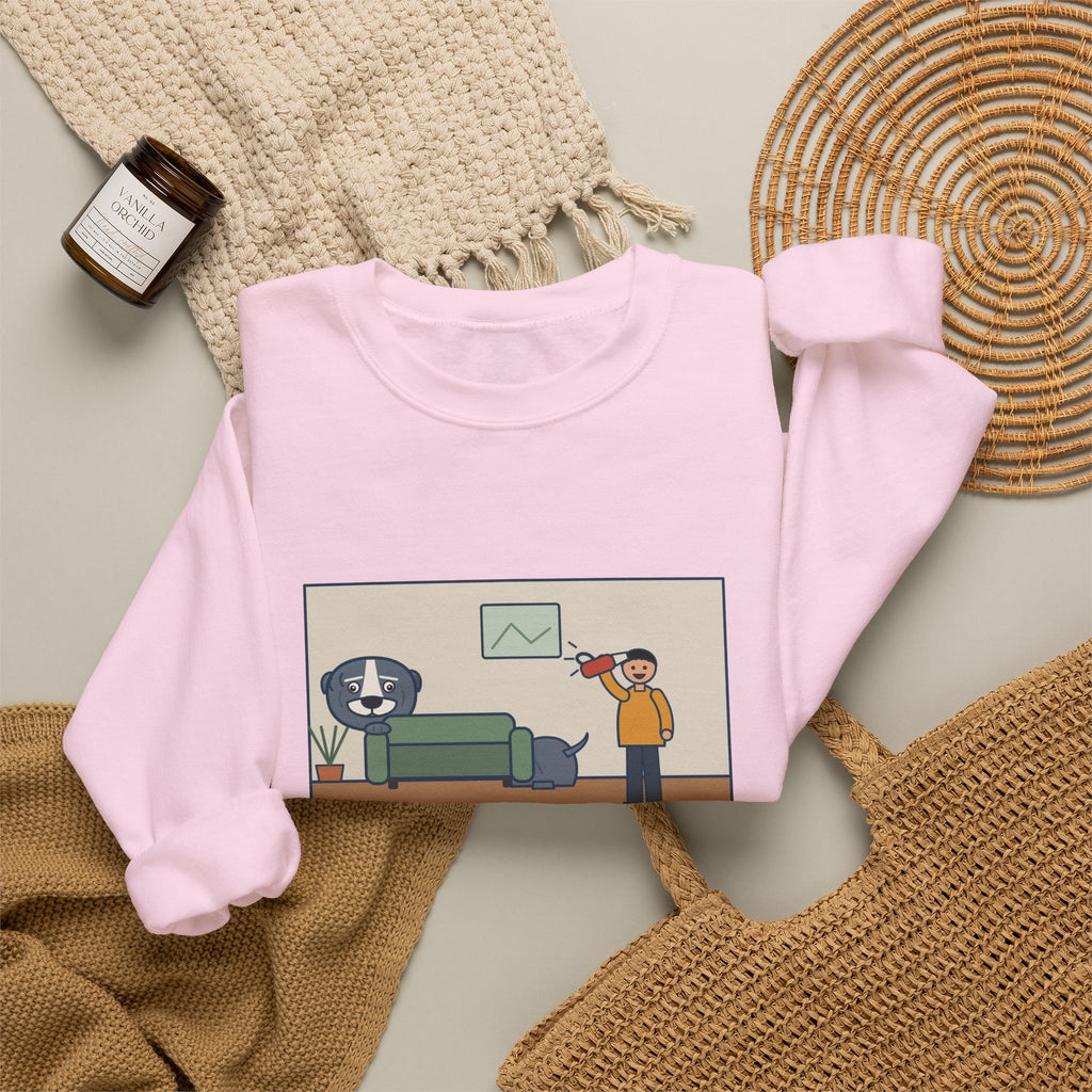 American Bully Sweatshirt, Ninety Pounds of Muscle, Runs from the Handheld Vacuum, Funny Couch Hideout Crewneck