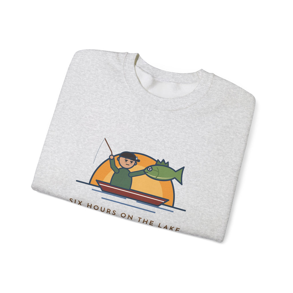 Funny Angler Crewneck Sweatshirt - Same Fish Twice After Six Hours on the Lake