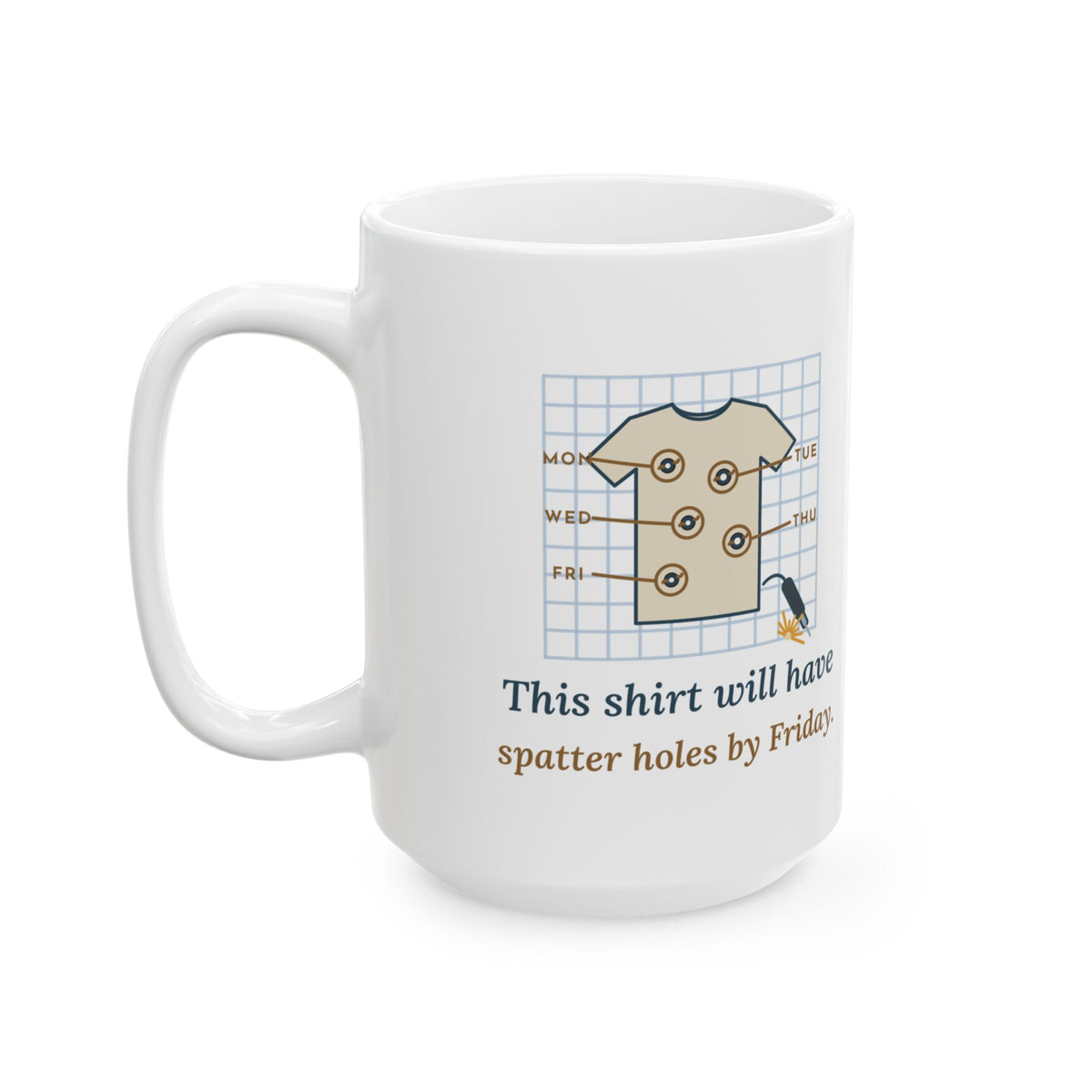 Large 15oz Welder Mug - This Shirt Will Have Spatter Holes by Friday