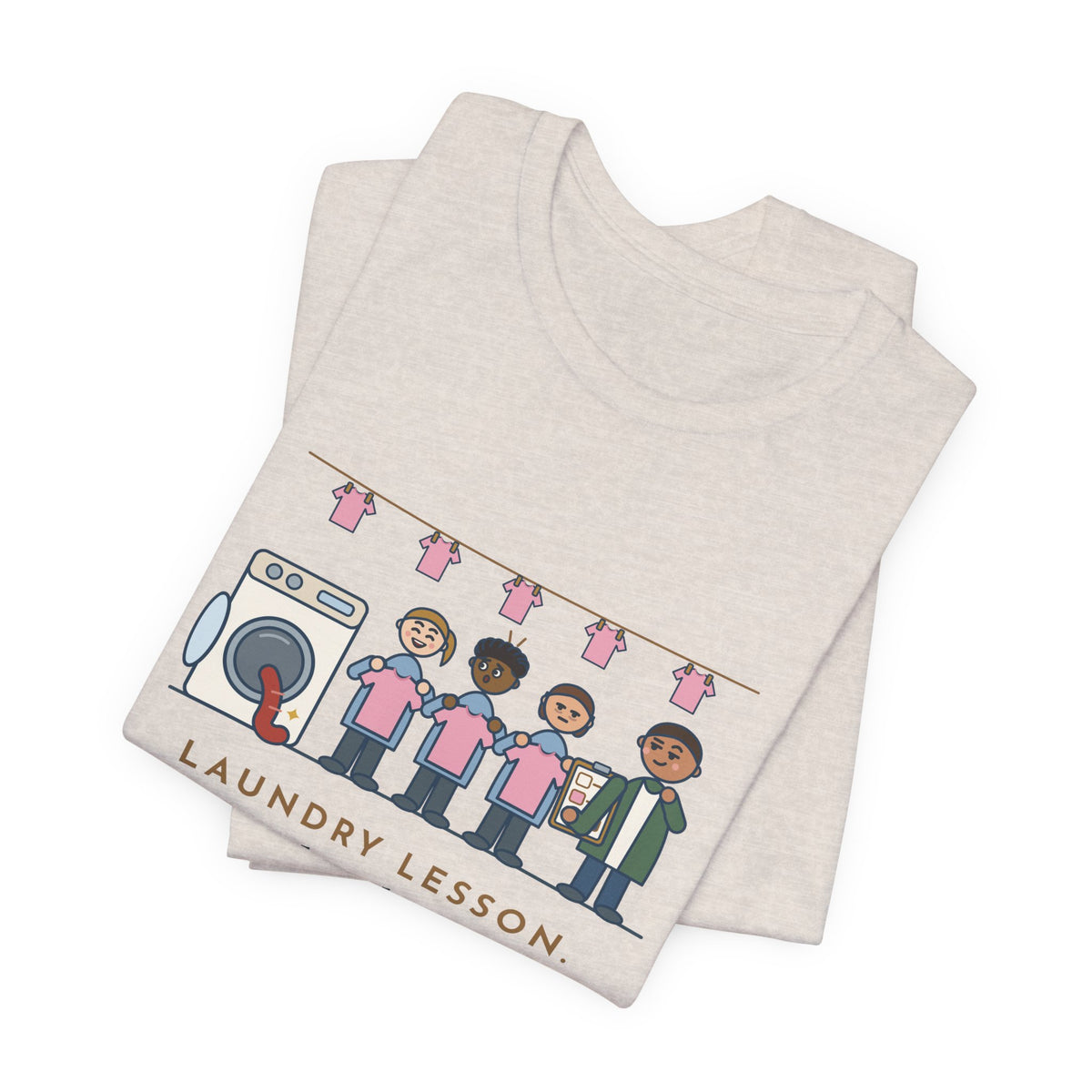 Life Skills Teacher T-Shirt - Laundry Lesson, One Red Sock, a Whole Class of Pink Shirts