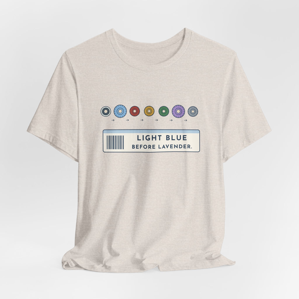 Phlebotomist T-Shirt - Light Blue Before Lavender Order of Draw Tee