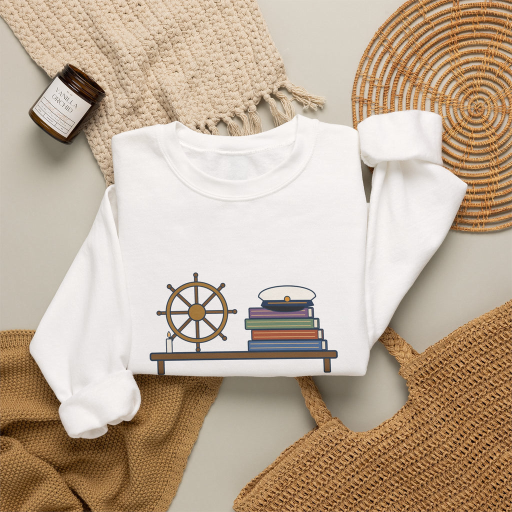 O Captain My Captain Sweatshirt, Teacher Walt Whitman Quote Crewneck with Captain's Desk