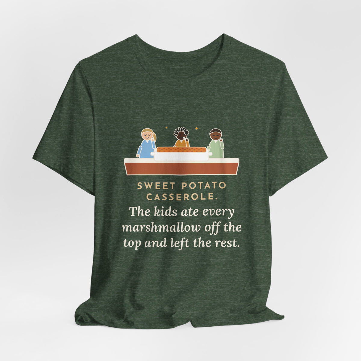 Funny Thanksgiving T-Shirt, Sweet Potato Casserole, Kids Ate Every Marshmallow off the Top, Casserole Mystery Tee