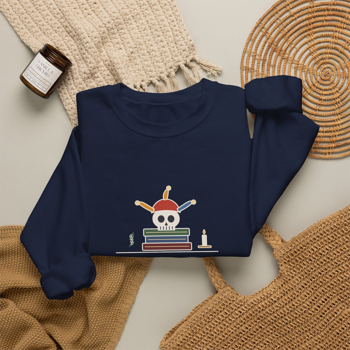 Alas, Poor Yorick Sweatshirt, Gothic Shakespeare Quote Crewneck with Jester Skull