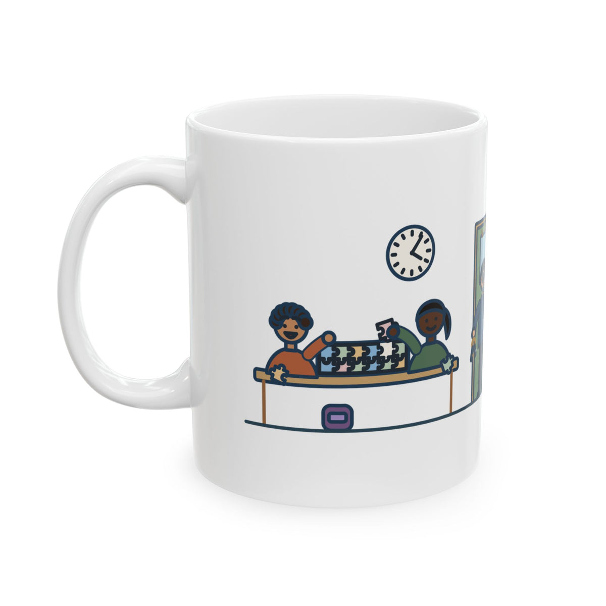 Detention Teacher Coffee Mug 11oz - Two Kids Stayed After Four to Finish the Puzzle
