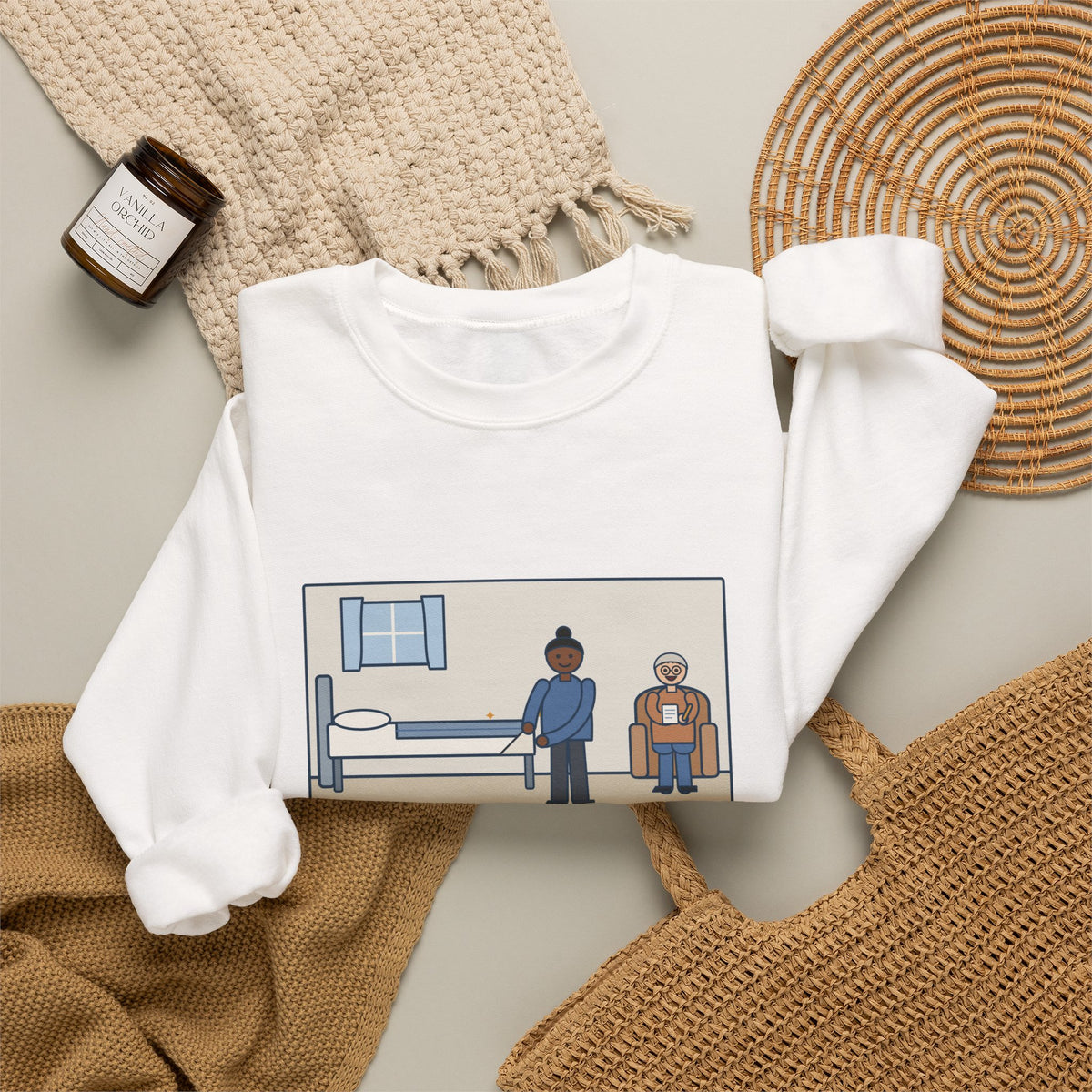 Military Nurse Sweatshirt, Bed Corners So Crisp the Patient Asked for a Lesson, Funny Crisp Corners Crewneck