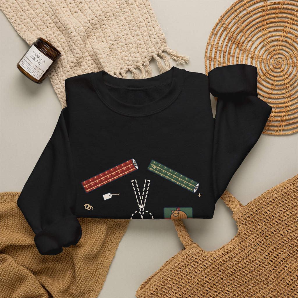 Christmas Crewneck Sweatshirt - Who Has the Scissors? Gift Wrapping Night Sweatshirt