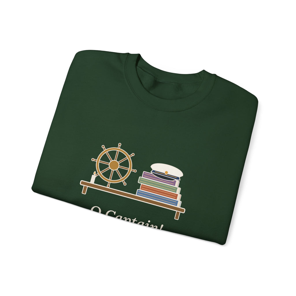 O Captain My Captain Sweatshirt, Teacher Walt Whitman Quote Crewneck with Captain's Desk