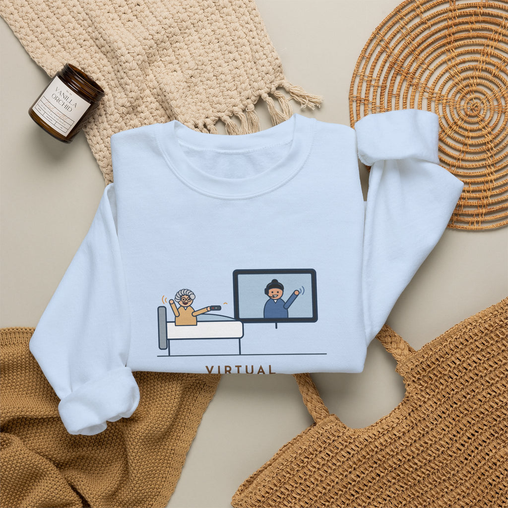 Virtual Nurse Crewneck Sweatshirt - Hello From the TV, Wave Back at the Remote