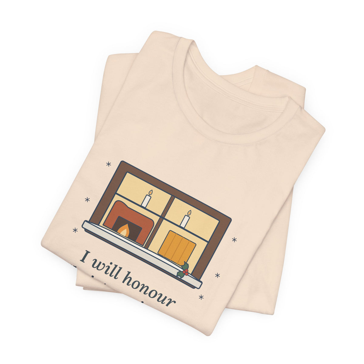 Dickens Quote T-Shirt, I Will Honour Christmas in My Heart, Christmas Candlelit Window Tee