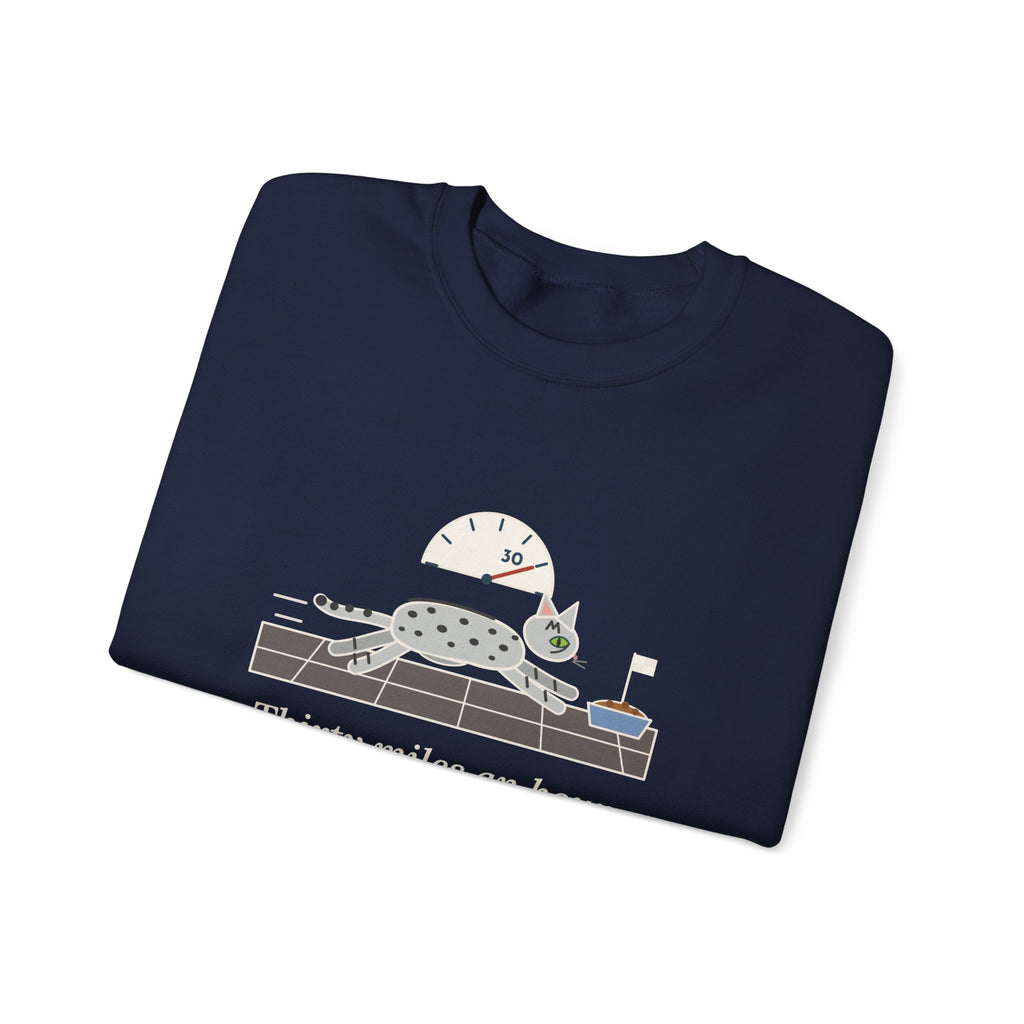 Egyptian Mau Crewneck Sweatshirt - Thirty Miles an Hour to the Food Bowl
