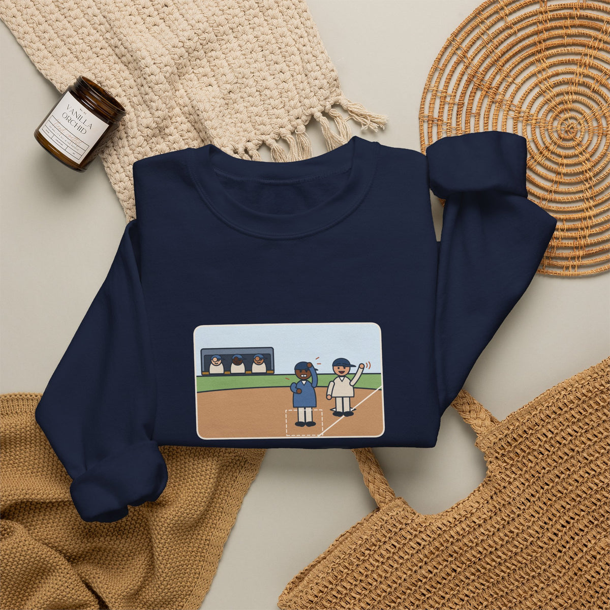 Baseball Coach Sweatshirt, Flashed Fourteen Signs to Third Base, The Runner Waved Back, Funny Third Base Box Crewneck