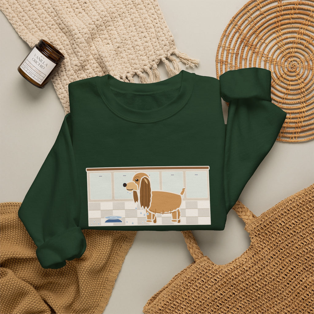 Cocker Spaniel Crewneck Sweatshirt - Wet Ears After One Sip of Water