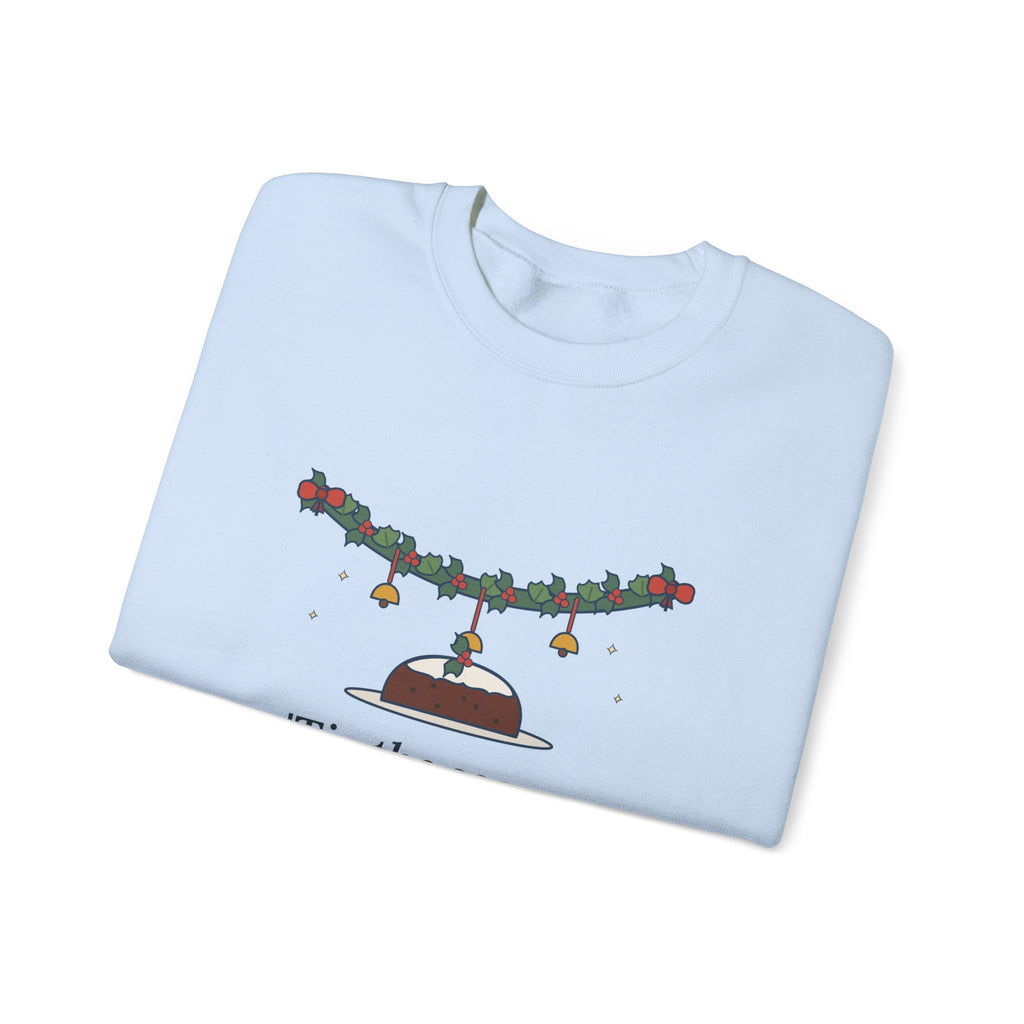 Tis the Season to Be Jolly Sweatshirt, Christmas Oliphant Quote Crewneck with Holly Swag