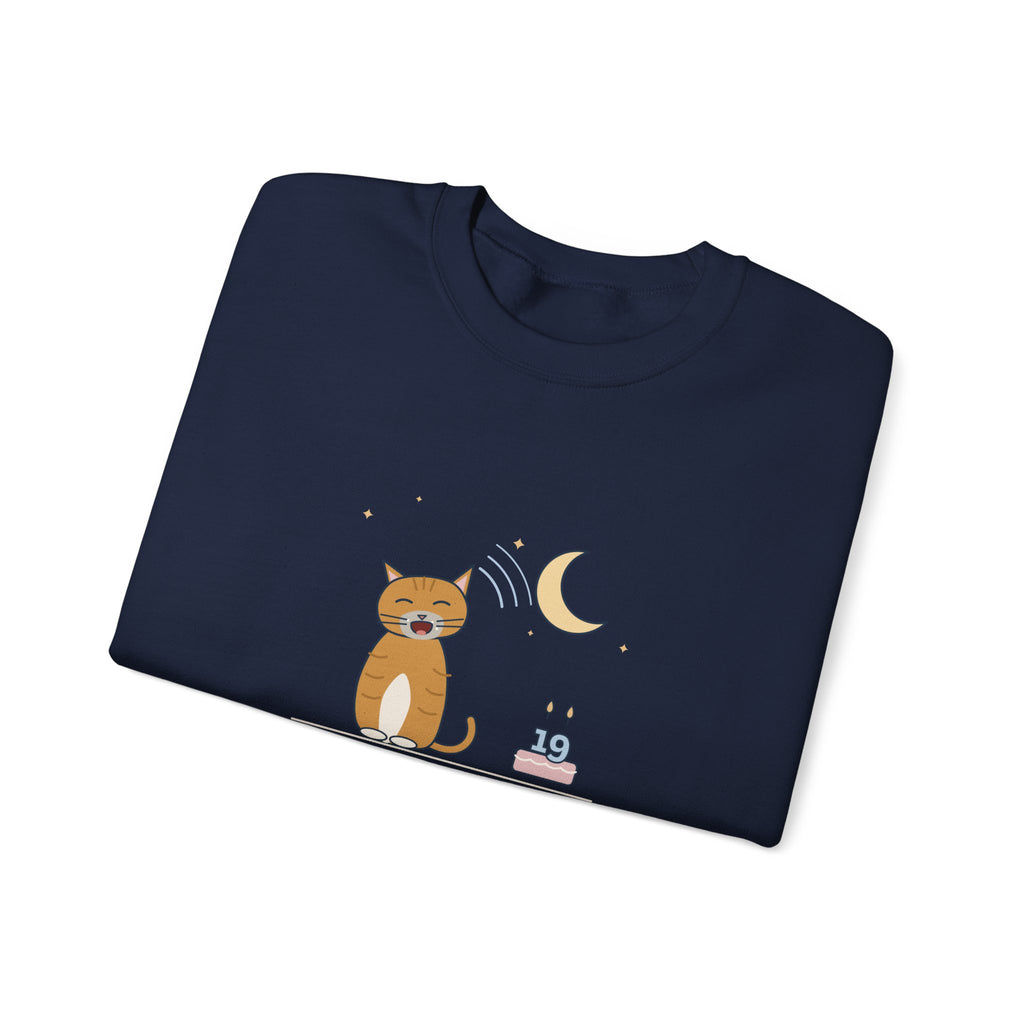 Senior Cat Crewneck Sweatshirt - Nineteen Years Old. Yells at 3 a.m. Earned It.
