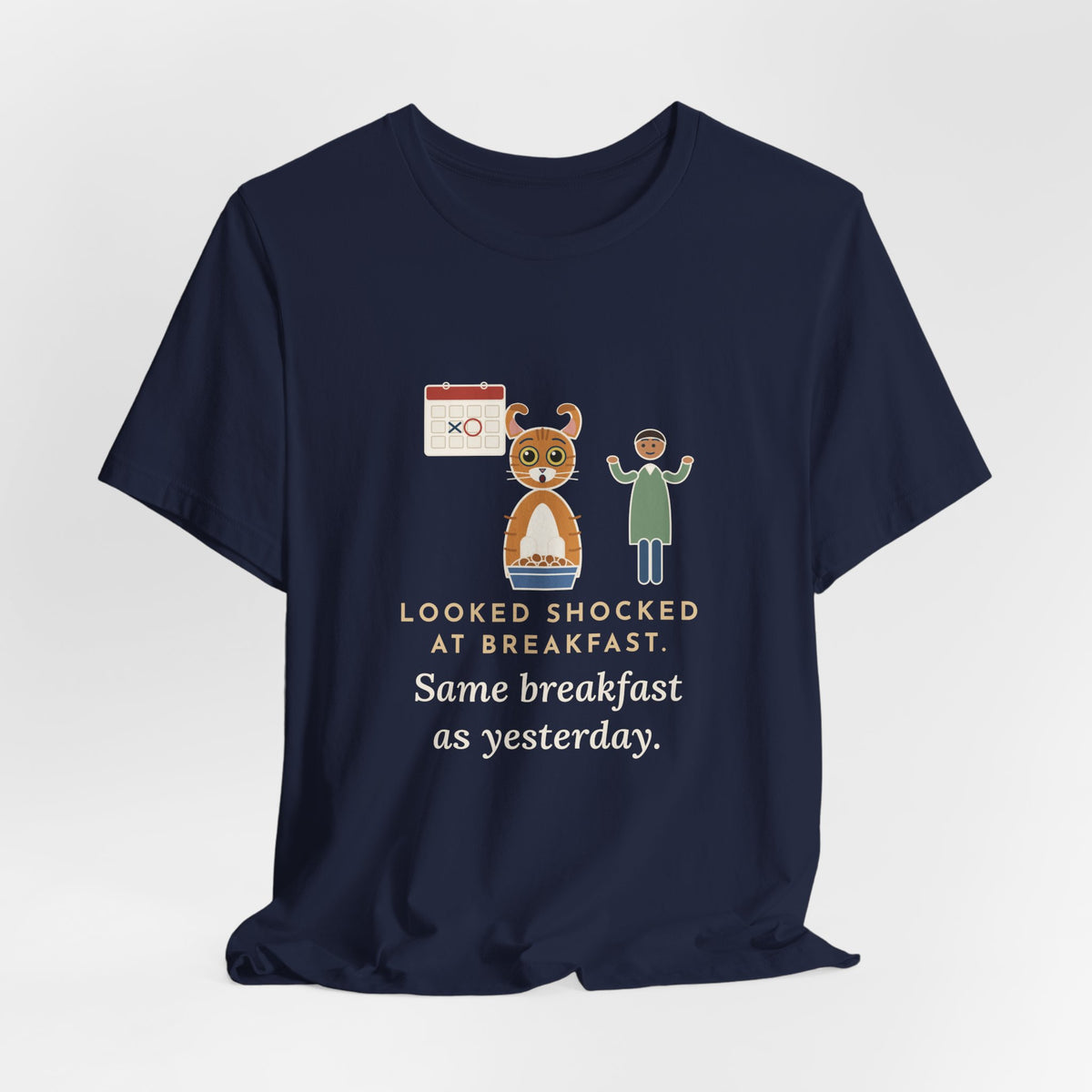 American Curl Cat T-Shirt - Looked Shocked at Breakfast, Same Breakfast as Yesterday Funny Cat Tee