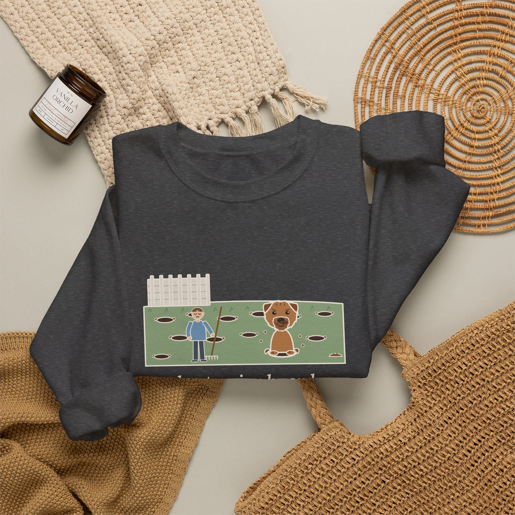 Border Terrier Crewneck Sweatshirt - Twelve Holes in the Lawn Funny Dog Sweatshirt