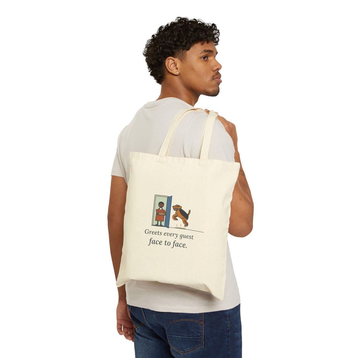 Airedale Terrier Tote Bag - Pie at the Door Boing, Funny Terrier Greeter Dog Tote