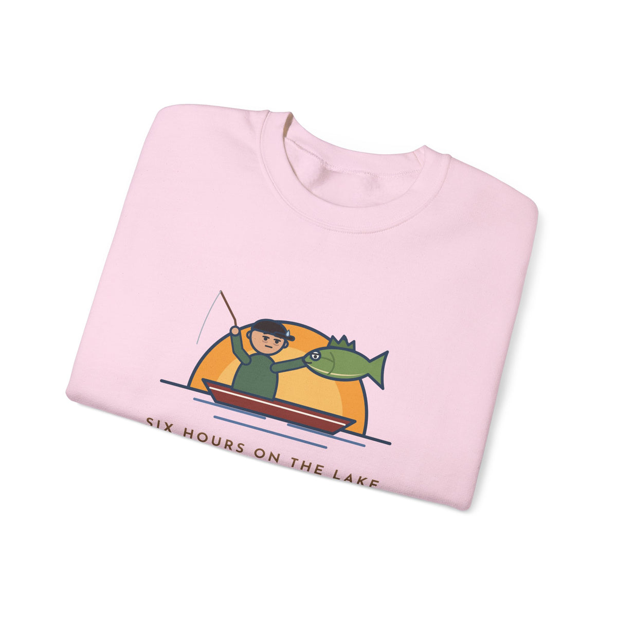 Funny Angler Crewneck Sweatshirt - Same Fish Twice After Six Hours on the Lake