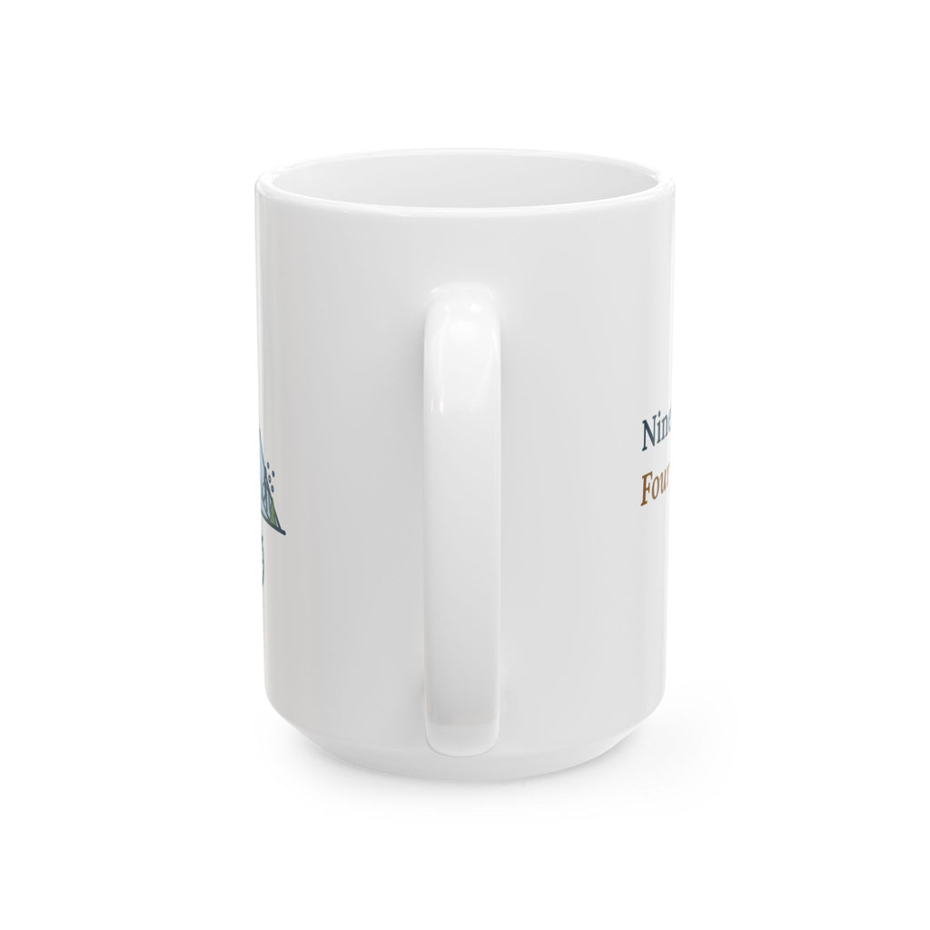 Large 15oz Ski Touring Mug - Ninety Minutes Up, Four Minutes Down Backcountry Skier Coffee Mug