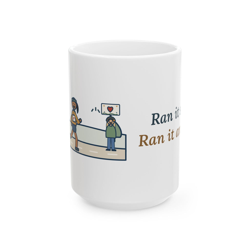 Ran It Slow. Ran It Anyway. 15oz Mug, Large Running Coffee Mug with Turtle Pace