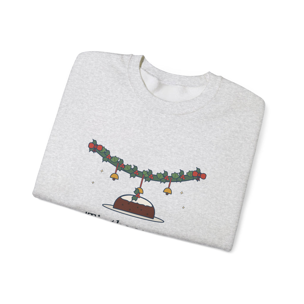 Tis the Season to Be Jolly Sweatshirt, Christmas Oliphant Quote Crewneck with Holly Swag