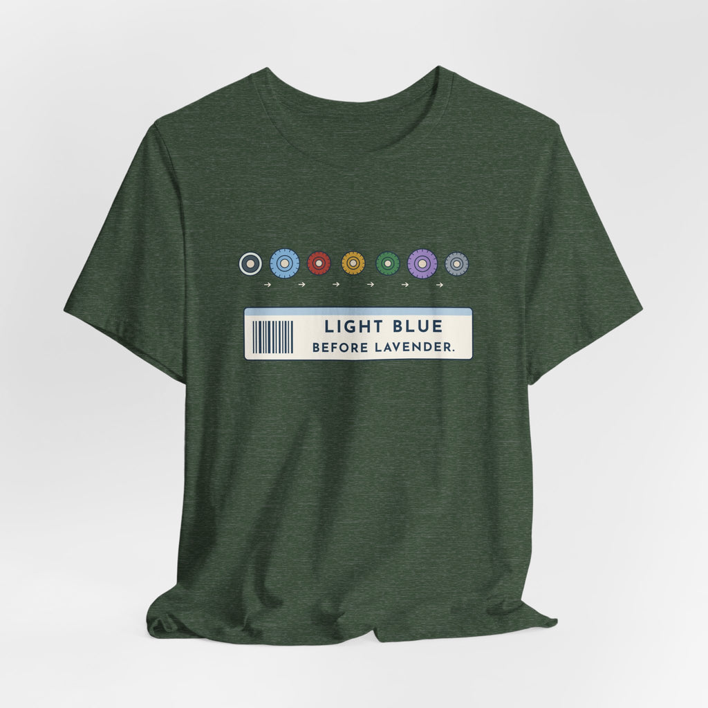 Phlebotomist T-Shirt - Light Blue Before Lavender Order of Draw Tee