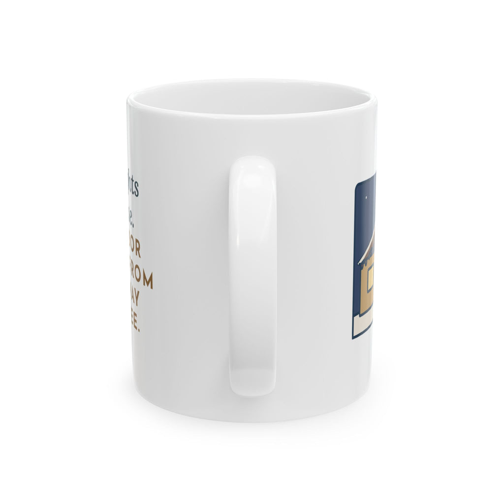Christmas Lights Mug, Hung Them on the House, The Neighbor Supervised from His Driveway with Coffee, Funny Coffee Mug 11oz