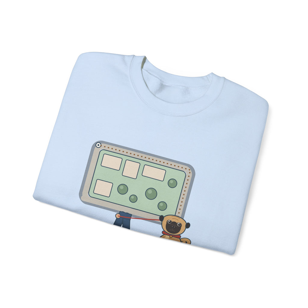 Pug Crewneck Sweatshirt - The Pug Sat Down Halfway Around the Block